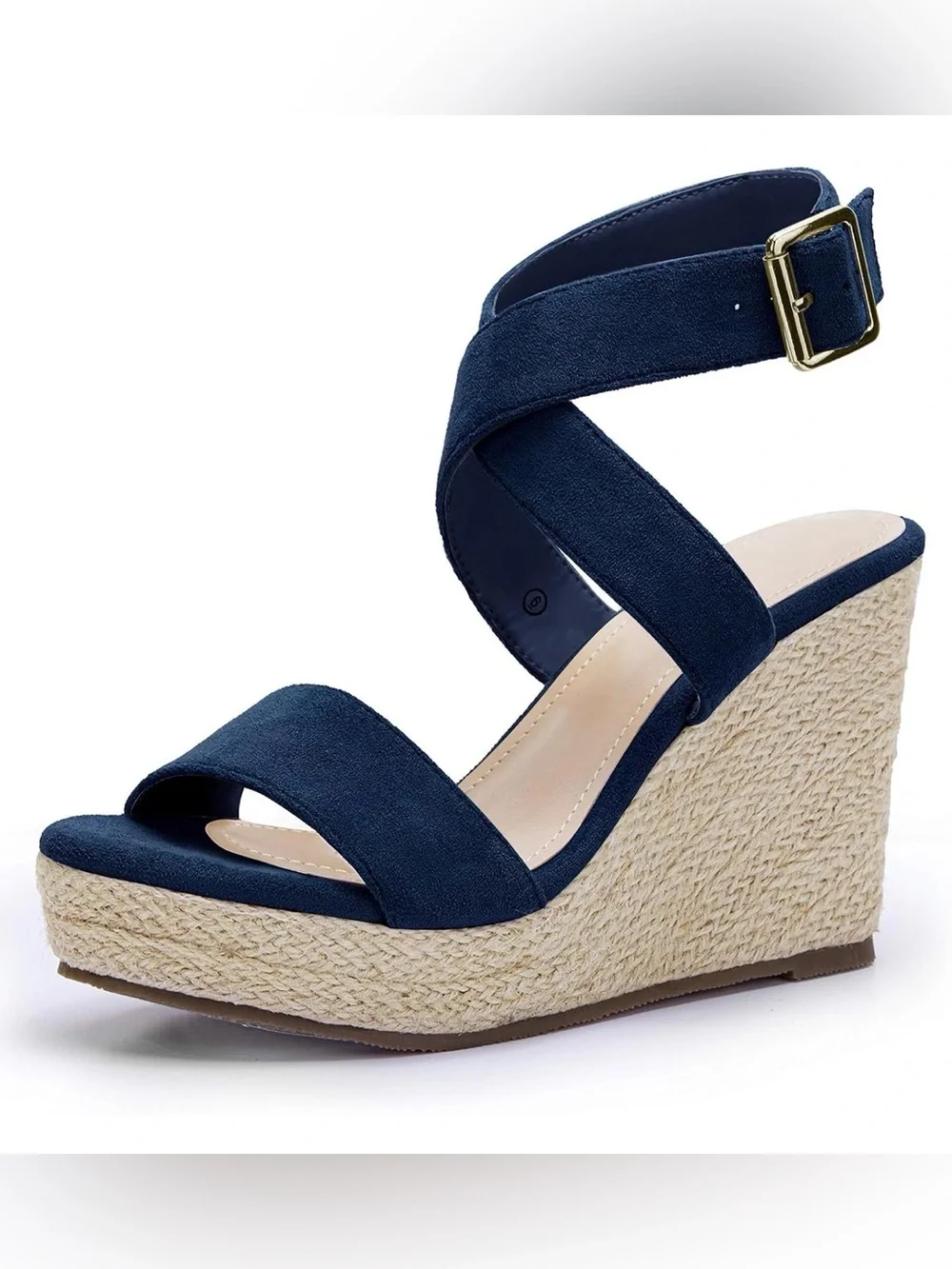 NWT Coutgo Women's Espadrille Wedge Platform Sandals Open Toe Ankle Buckle Strap
